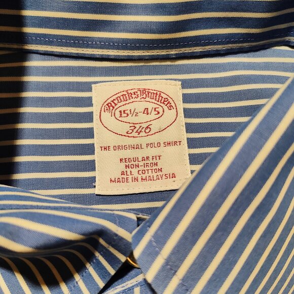 Brooks Brothers Men's 346 Longs Sleeve Stripe Dress Shirt 15 1/2-4/5 - Picture 4 of 9